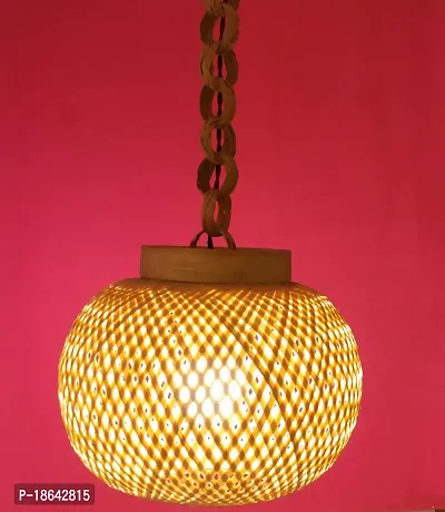 Bengal Handicrafts  Handlooms Unique Home Decoration Decorative Handicraft Gold Bamboo Hanging Lamp (12 Inch, 5 Watts, Globe)(AC/DC)