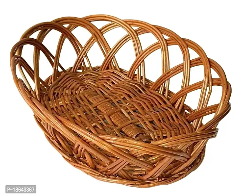 Avika Bamboo Cane Oval Basket For Hamper/Dry Fruit/Fruit/Chocolate/Wedding/Gifts/Packings multipurpose Cane bamboo wicker basket | Shelf baskets | Storage Basket-thumb3