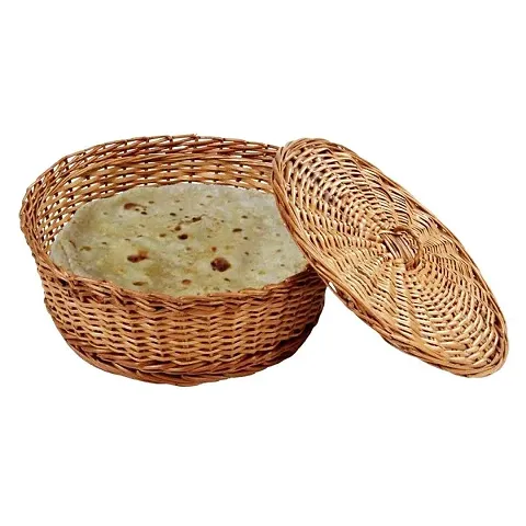 Avika Bamboo Cane Chapati /Fruit/ Packing Basket (Brown)