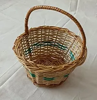 Avika Round Small Handle Cane Bamboo Multipurpose Basket for Gift hamper, Chocolate flower | Cane wicker bamboo basket | Natural brown color, Set of 2 baskets, Size(7x7) inches-thumb4
