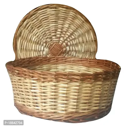 Avika Bamboo Cane Chapati /Fruit/ Packing Basket (Brown)-thumb2