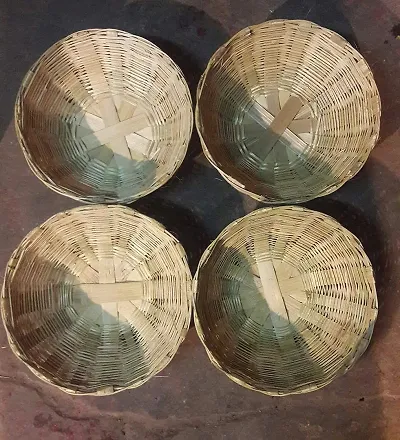 Avika Multipurpose Bamboo Basket (Brown, Yellow)