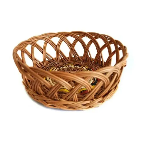 Avika Multipurpose Brown Bamboo Basket Natural Bamboo Round Shape Cane