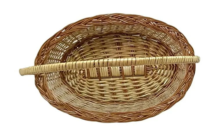 Avika Multipurpose Handmade Eco Friendly Basket Oval Handle Cane Eco Friendly Basket Natural colour Size 13 * 9 * 4 inches