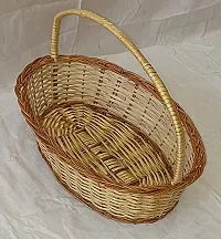 Avika Multipurpose Handmade Eco Friendly Basket Oval Handle Cane Eco Friendly Basket Natural colour Size 13 * 9 * 4 inches-thumb2