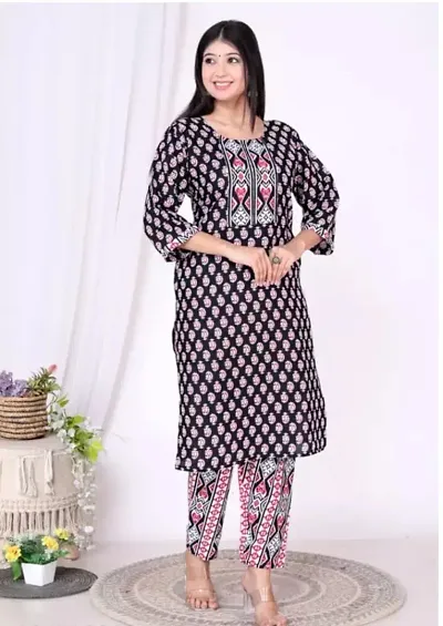 Stylish Rayon Printed Kurta Bottom Set