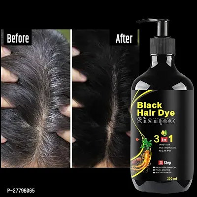 Herbal 3 in 1 Hair Dye Instant Black Hair Shampoo for Women  Men 300 ML