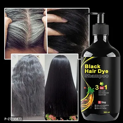Permanent 3 in 1 black hair shampoo 300 ML-thumb0