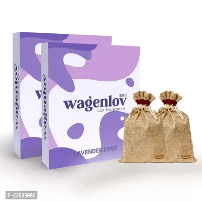 Wagenlov Lavender Love Organic Hanging Jute Bag Car Air Perfumes - Pack of 2 Car Freshener  (60 g)-thumb0