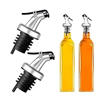 Pour Spouts Oils Dispenser Set, Oil Bottle Stopper For Olive Oil, Wine, Vinegar, Soy Sauce, Leak-Proof Oil Spouts (4 Packs, Silver)-thumb1