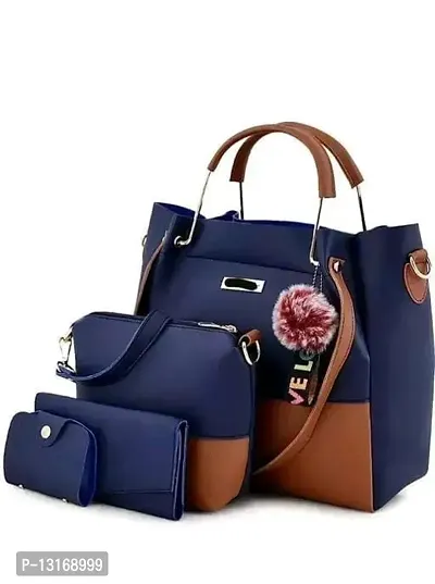 Stylish Navy Blue Pu Handbags For Women-thumb0