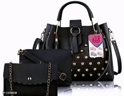 Stylish Black Pu Handbags For Women-thumb0