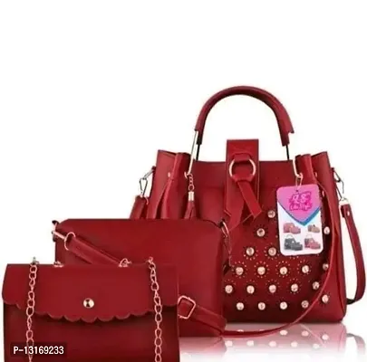 Fancy PU Handbag for Women- 3 Pieces