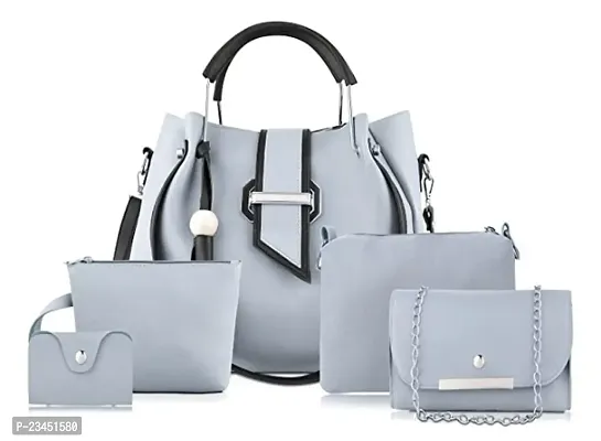Pu Leather Women Combo Handbag / shoulder bag  (Set of 5)-thumb0