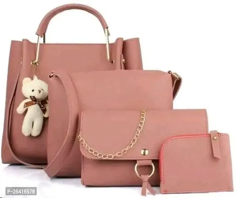 Gorgeous Combos Of 4 PU Handbags With Teddy For Women