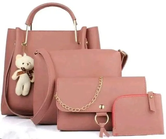 Combos Of 4 Gorgeous PU Handbags With Teddy For Women