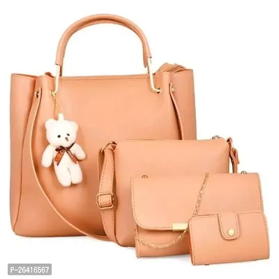 Gorgeous Combos Of 4 PU Handbags With Teddy For Women-thumb0