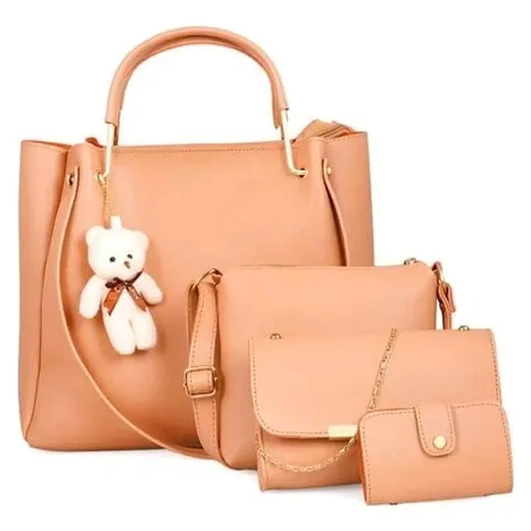 Combos Of 4 Gorgeous PU Handbags With Teddy For Women