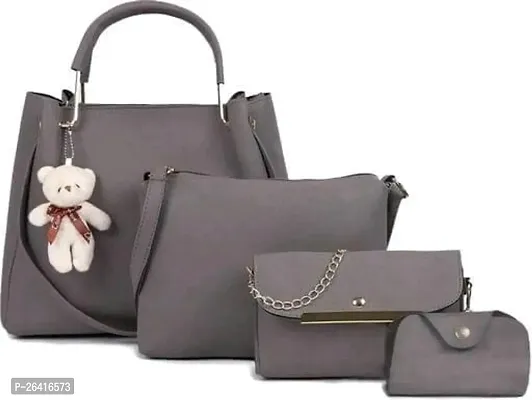 Gorgeous Combos Of 4 PU Handbags With Teddy For Women-thumb0