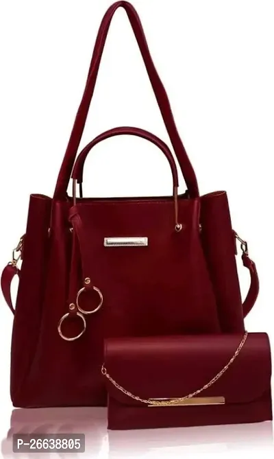 Classy Combo Of Handbag And Sling Bag For Women-thumb0