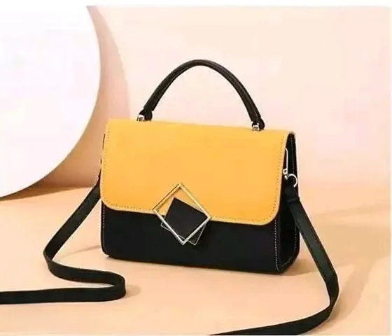 Stylish Color-Blocked PU Handbags With Sling Strap For Women