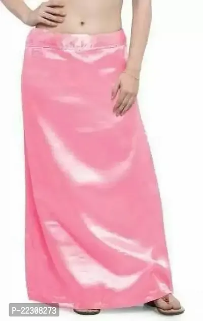 Reliable Pink Satin Solid Petticoats For Women