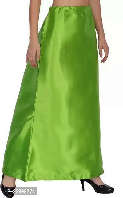 Reliable Green Satin Solid Petticoats For Women