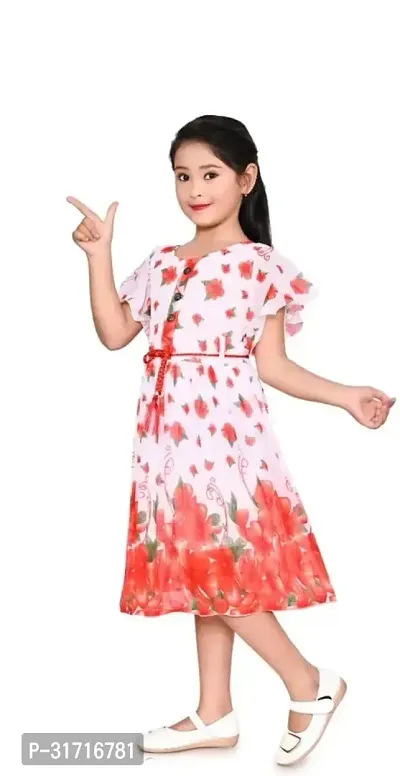 Beautiful Orange Cotton Blend Printed Frock For Girls-thumb4