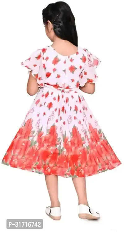 Beautiful Orange Cotton Blend Printed Frock For Girls-thumb2