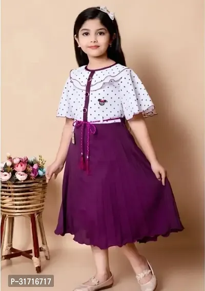 Beautiful Purple Cotton Blend Printed Frock For Girls-thumb3