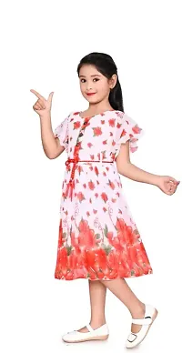 Beautiful Orange Cotton Blend Printed Frock For Girls-thumb3