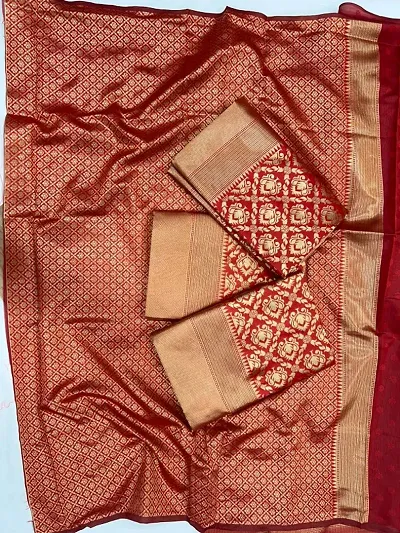 New In Silk Blend Saree with Blouse piece 