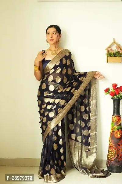 STYLISH LINEN SOFT COTTON READY TO WEAR SAREES WITH RICH WEAVING BLOUSE-thumb0
