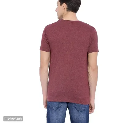 Trove Self Design Men Round or Crew Maroon T-Shirt-thumb3