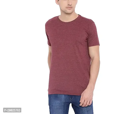 Trove Self Design Men Round or Crew Maroon T-Shirt-thumb0