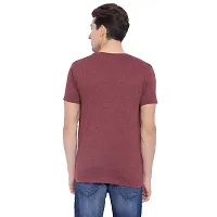 TROVE Men Cotton Solid Round Neck Half Sleeve Tshirts Maroon-thumb1