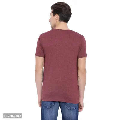 TROVE Men Cotton Solid Round Neck Half Sleeve Tshirts Maroon-thumb2