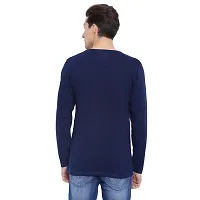 TROVE Men Cotton Solid Round Neck Full Sleeve Tshirts Blue-thumb1