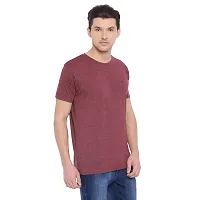 TROVE Men Cotton Solid Round Neck Half Sleeve Tshirts Maroon-thumb2