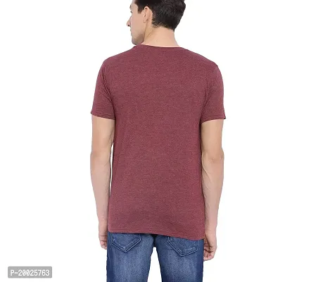 Trove Self Design Men Round or Crew Maroon T-Shirt-thumb3