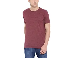 Trove Self Design Men Round or Crew Maroon T-Shirt-thumb1