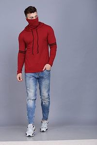 Classic Cotton Blend Solid Hoodie Tshirt for Men-thumb1