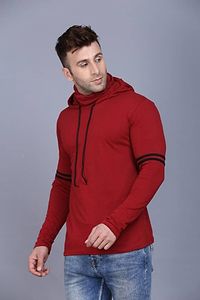 Classic Cotton Blend Solid Hoodie Tshirt for Men-thumb2