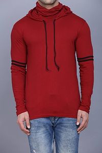 Classic Cotton Blend Solid Hoodie Tshirt for Men-thumb3