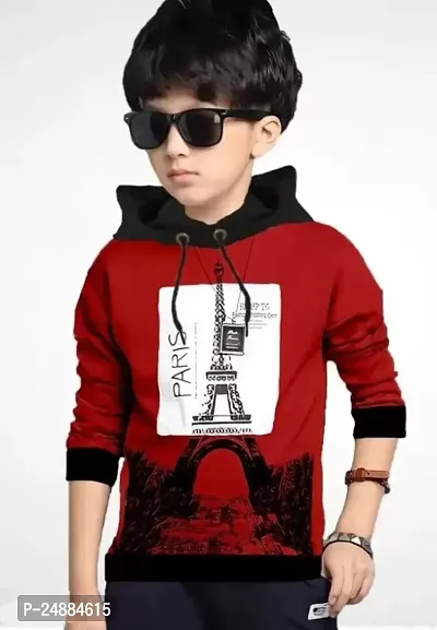 Kids Round Neck Full Sleeves Regular Fitted Paris Printed T-shirt Boys and Girls-thumb0