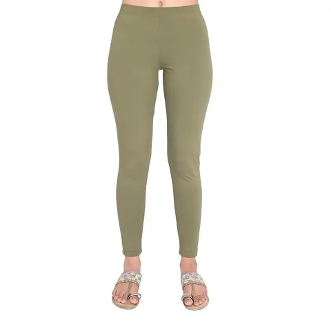 ONE SKY Tailored Cut & Classic Fit Super Stretchable Cotton Fabric Ankle Length Leggings for Women