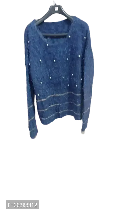 Comfortable Blue Wool Sweater For Women