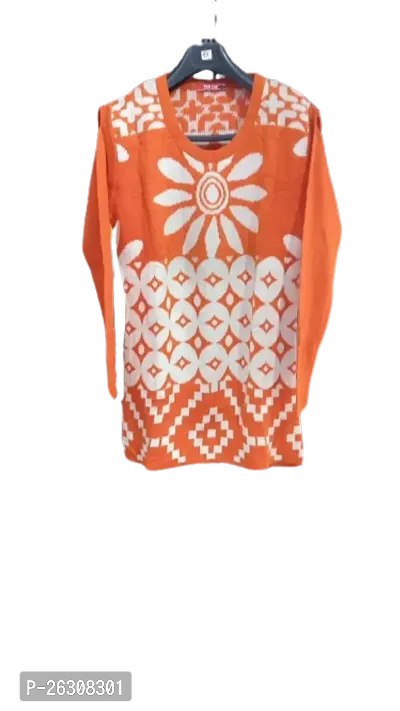 Comfortable Orange Wool Sweater For Women