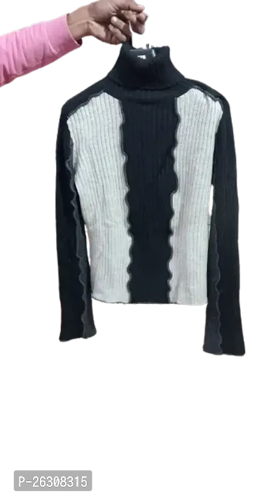 Comfortable Black Wool Sweater For Women-thumb0