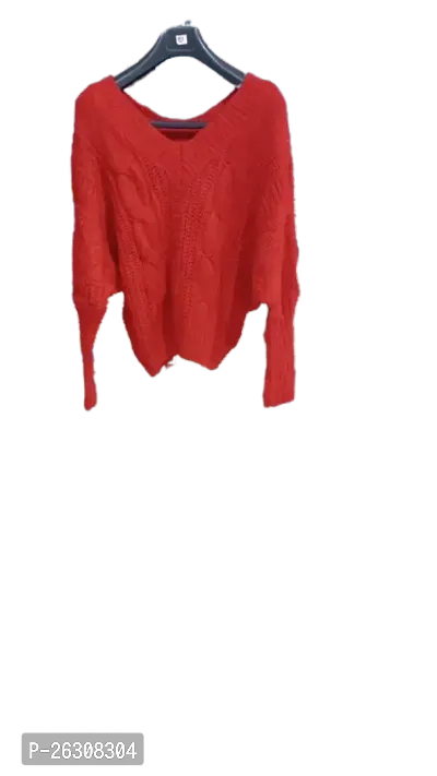 Comfortable Red Wool Sweater For Women